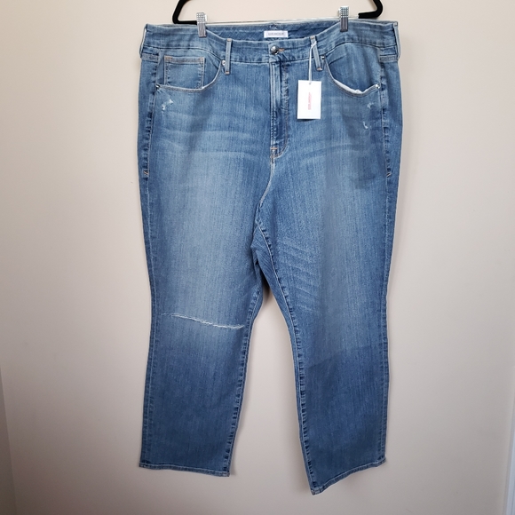 Good American Denim - GOOD AMERICAN Distressed Straight Jeans